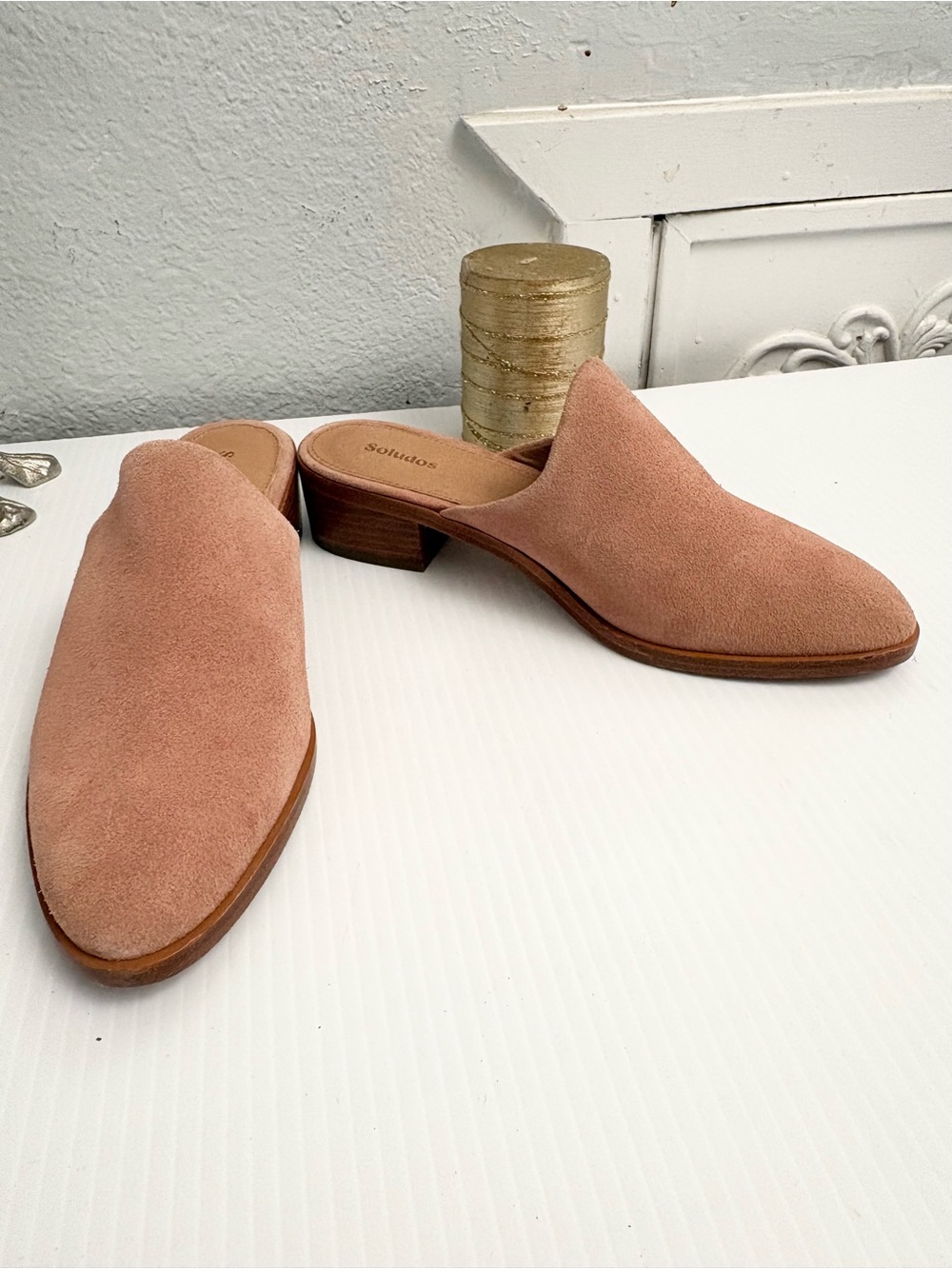 Soludos Venetian Suede Slip-On Mules in Dusty Rose Size 8.5